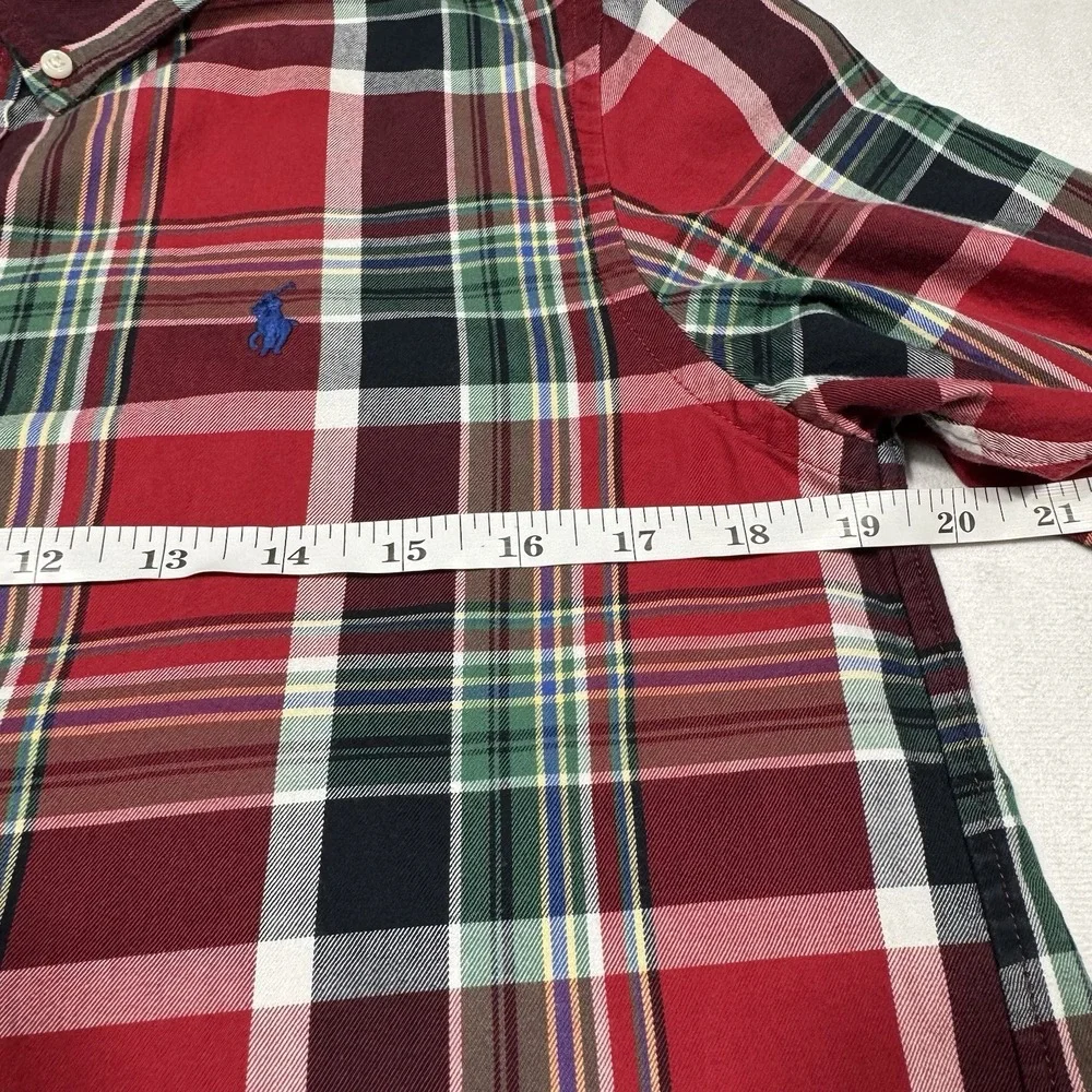 Ralph Lauren Plaid Shirt‎ L (14-16) Button Down Long Sleeve Red Green